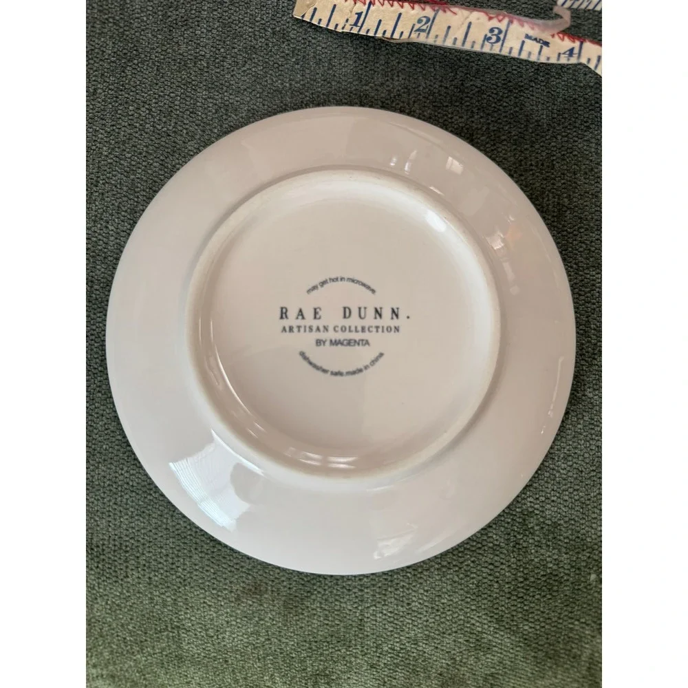 Rae Dunn round plate blue Adirondack chair patriotic ceramic
